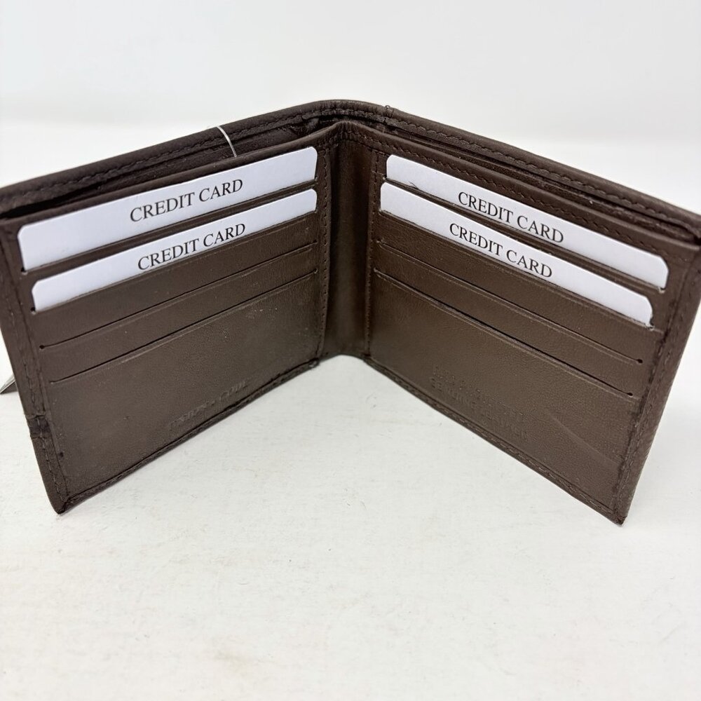 Shop LC Mens Union Code Brown Genuine Leather RFID Protected‎ Slim BiFold Wallet